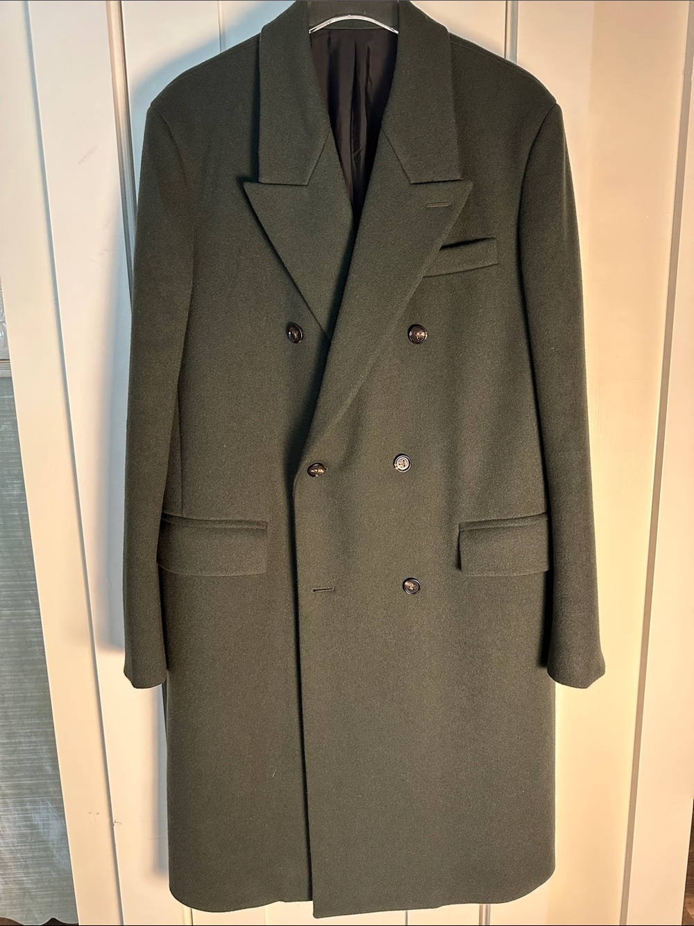 Bottega Veneta Double-Breasted Coat in Deep Green Size 48 NEW